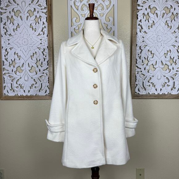 Talbots | Women’s Wool & Angora Blend Peacoat Cream Jacket - Picture 1 of 9